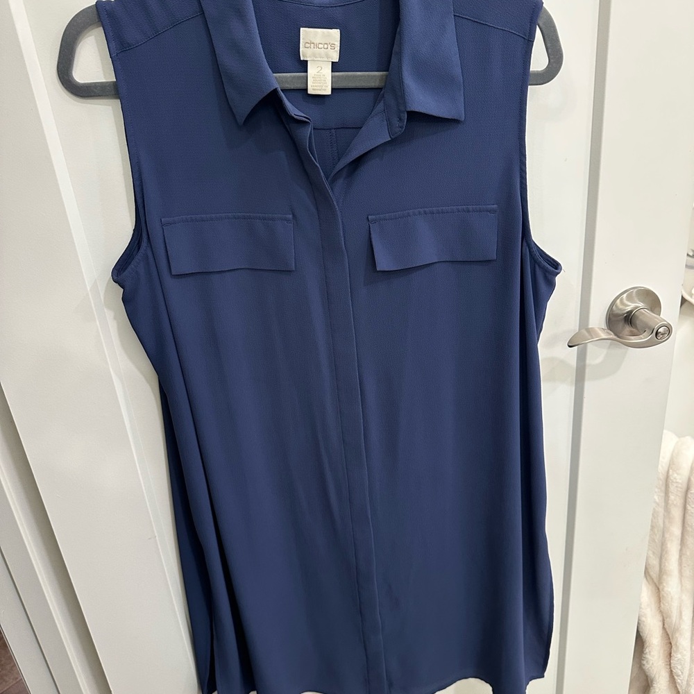 Chico's 2 Navy Sleeveless Tunic